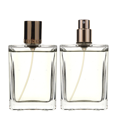 Simple Design Cube Cosmetic Cheap Glass Round Cut Out Cap 50ml Artistic Glass Refillable Perfume Bottle Mini Glass Perfume Bottle 50ml